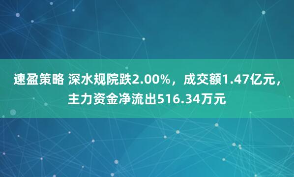 速盈策略 深水规院跌2.00%，成交额1.47亿元，主力资金净流出516.34万元